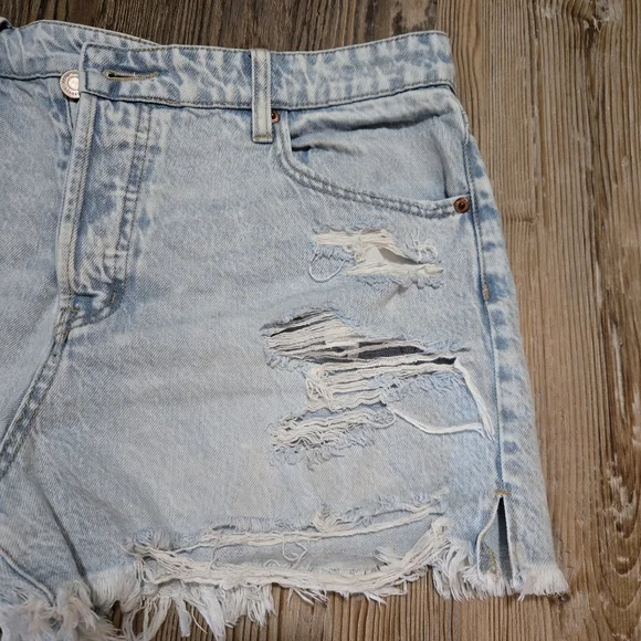 Aeropostale Blue Jean Shorts Distressed High-Waisted, Mom Short, Size 12 - Picture 2 of 16